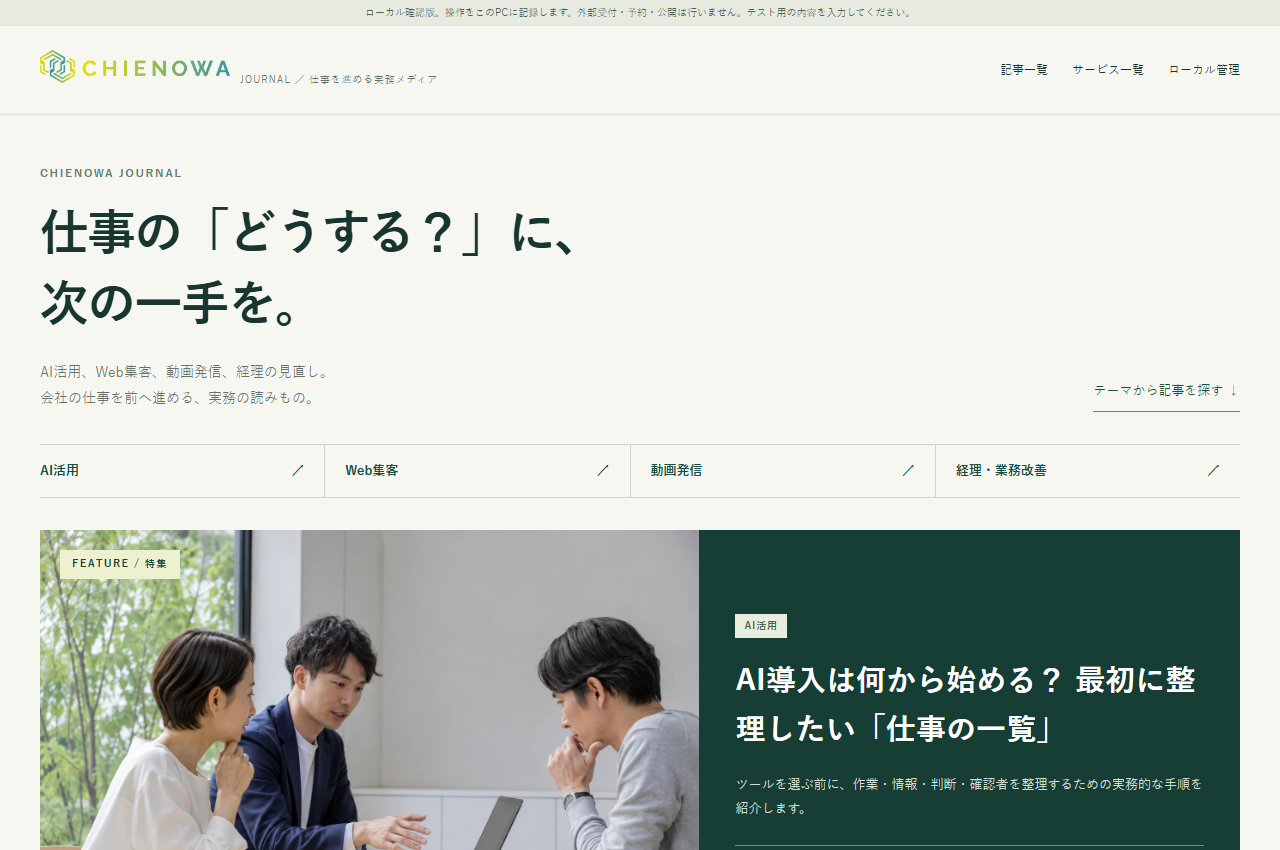 記事の入口の現在のページ